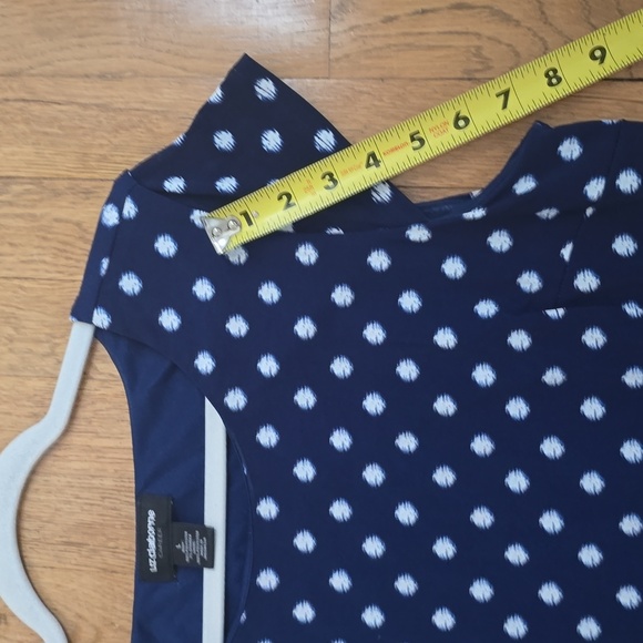 LIZ CLAIBORNE WOMENS BLUE & WHITE SYMMETRICAL SMALL CAP SLEEVES DRESS SIZE LARGE - Picture 8 of 12